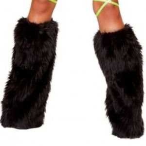 Black Furry Leg Warmers